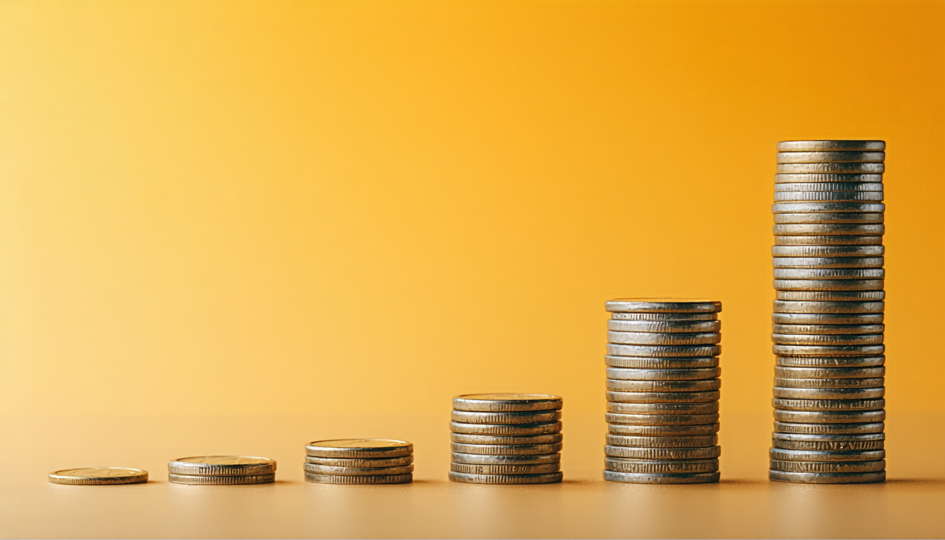 Salary distribution bell curve with pound coins at different heights representing income levels