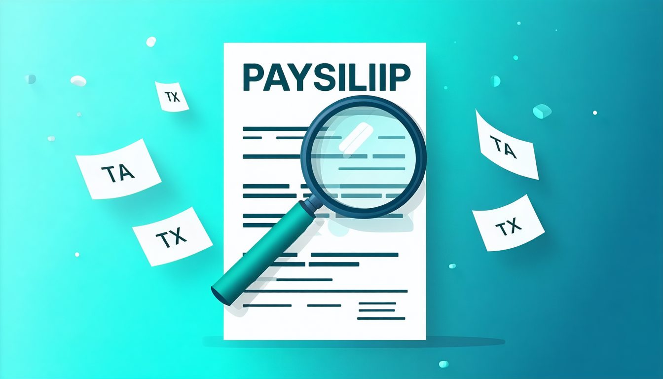 British payslip with magnifying glass over tax code section